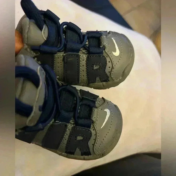 NIKE AIR MORE UPTEMPO (PS) COOL GREY-MIDNIGHT NAVY BLUE-WHITE  [DM3318-009] - Picture 10 of 14